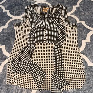 Tory Burch Silk Sleeveless Tie Logo Print Blouse size 6 Read description!!